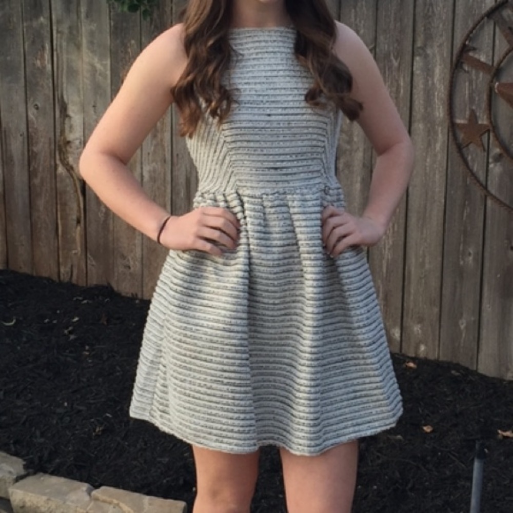 Gold and silver striped short dress